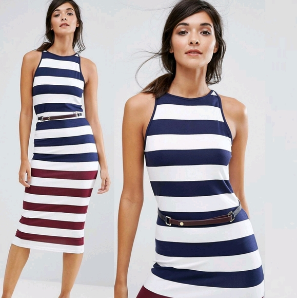 belted bodycon midi dress